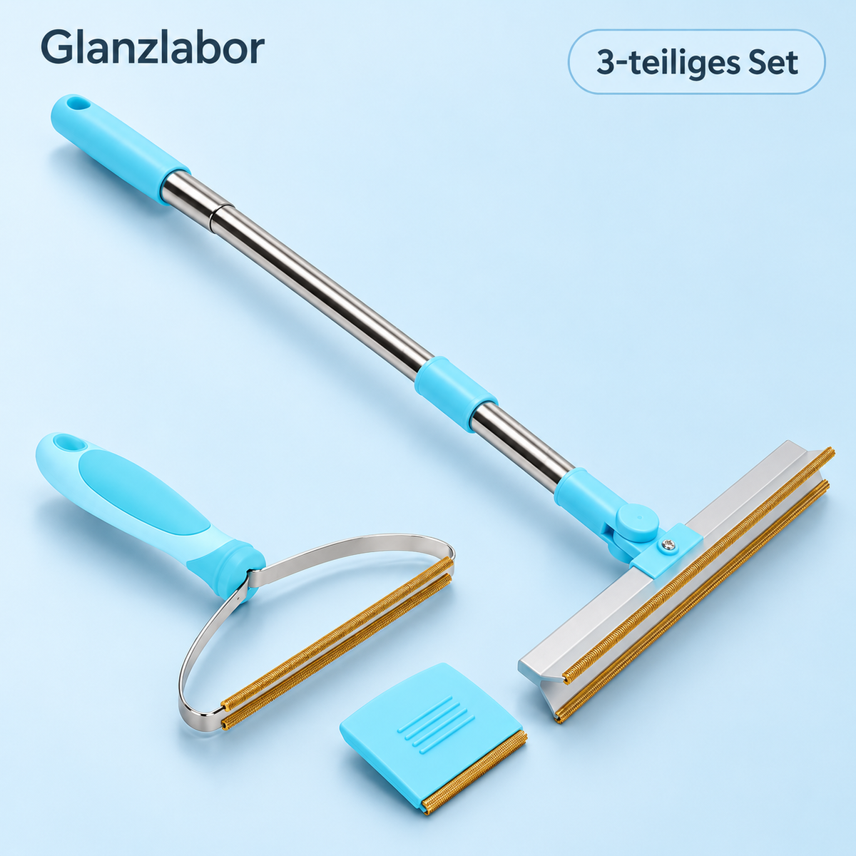 Fellfrei Rake Set – Tierhaar-Schaber mit Teleskop-Teppichrake