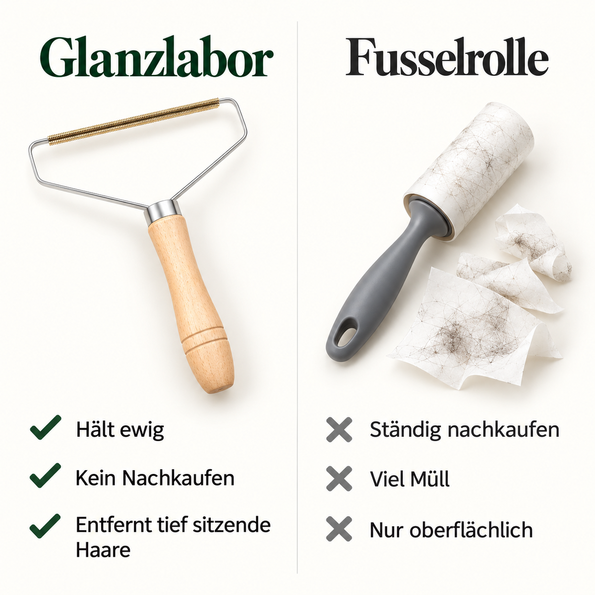 Fellfrei Mini – Fussel- & Tierhaar-Schaber mit Kupferklinge