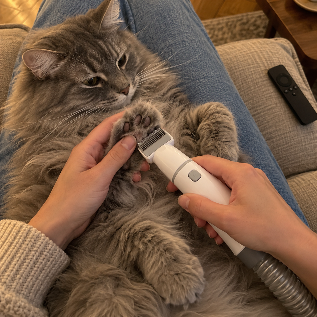 Fellfrei Vac 5-in-1 – Tierpflege-Sauger: bürsten, kürzen & absaugen