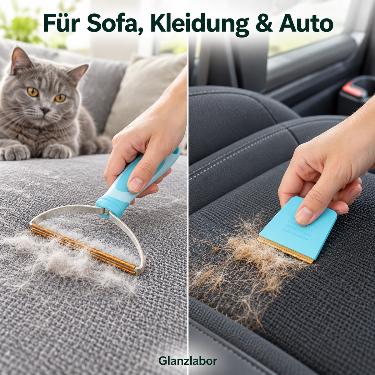 Fellfrei Rake Set – Tierhaar-Schaber mit Teleskop-Teppichrake