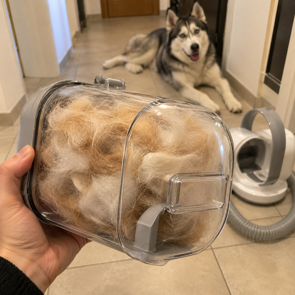 Fellfrei Vac 5-in-1 – Tierpflege-Sauger: bürsten, kürzen & absaugen