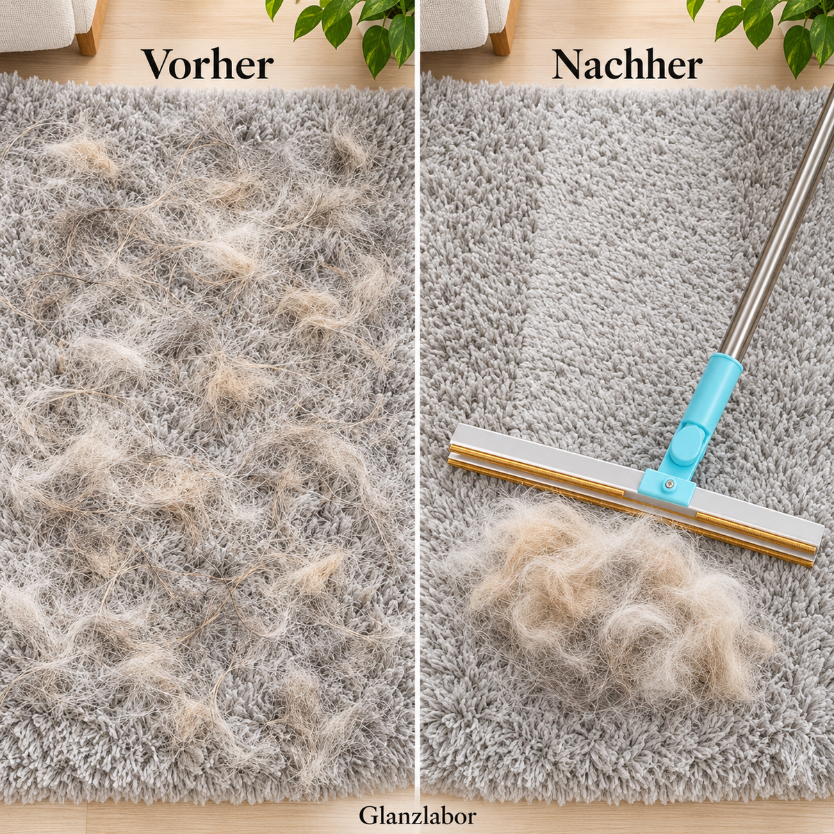 Fellfrei Rake Set – Tierhaar-Schaber mit Teleskop-Teppichrake
