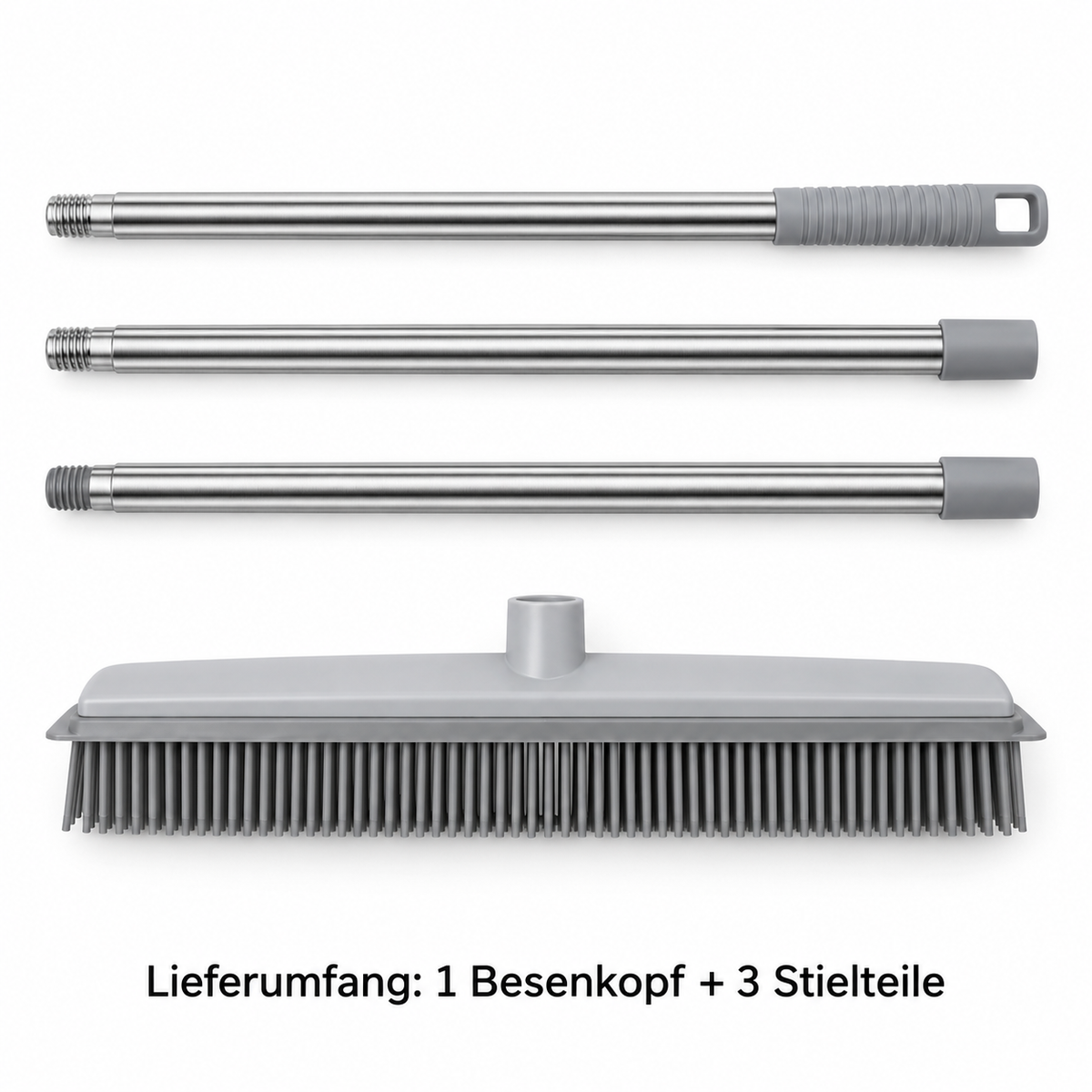 Fellfrei Besen – Gummibesen mit Abzieher für Teppich & Böden