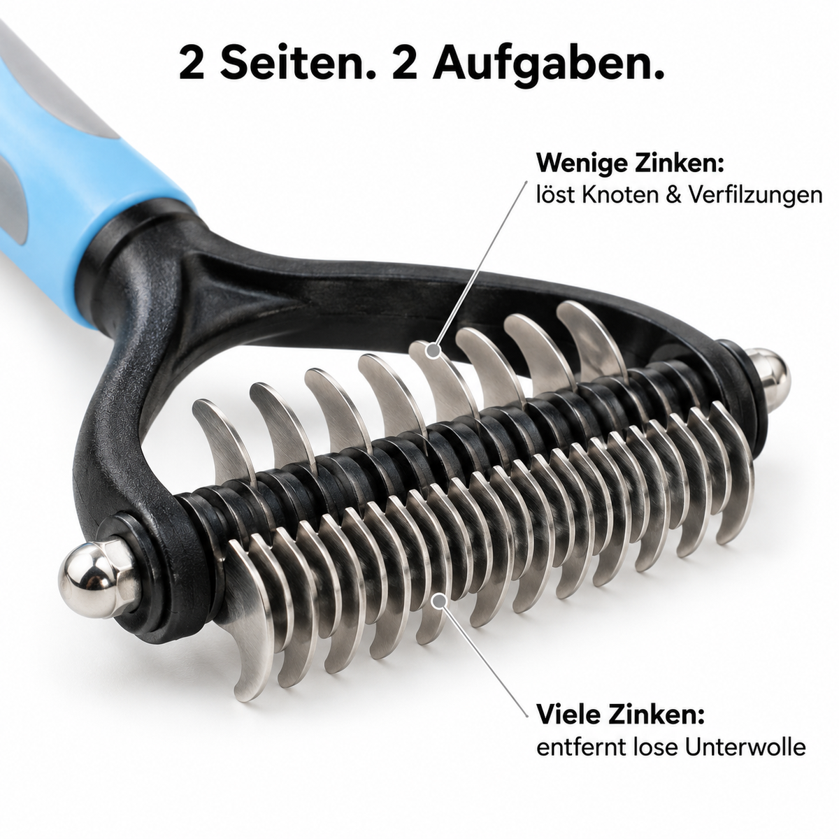 Fellfrei Kamm Duo – Entfilzungskamm für Unterwolle & Knoten